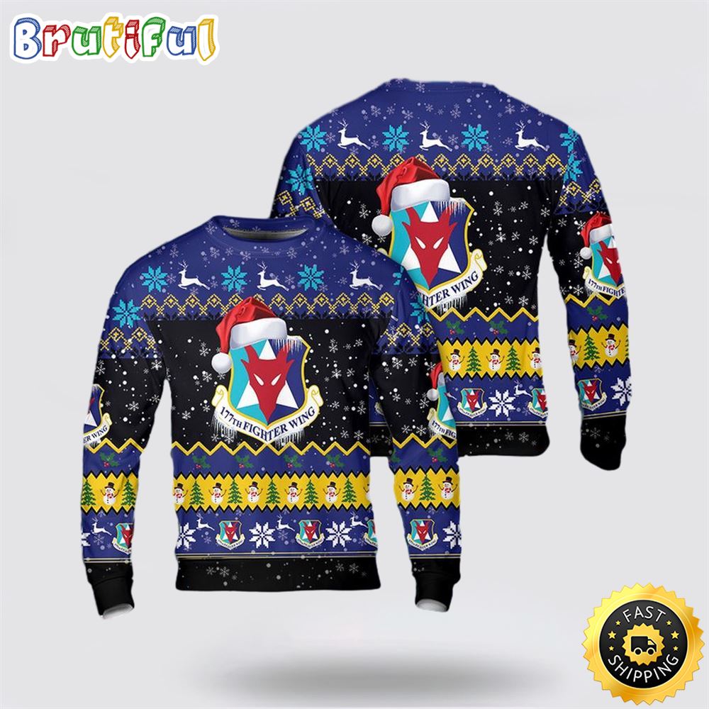 US Air Force New Jersey Air National Guard 177th Fighter Wing Christmas Sweater 3D 1 x5gksj