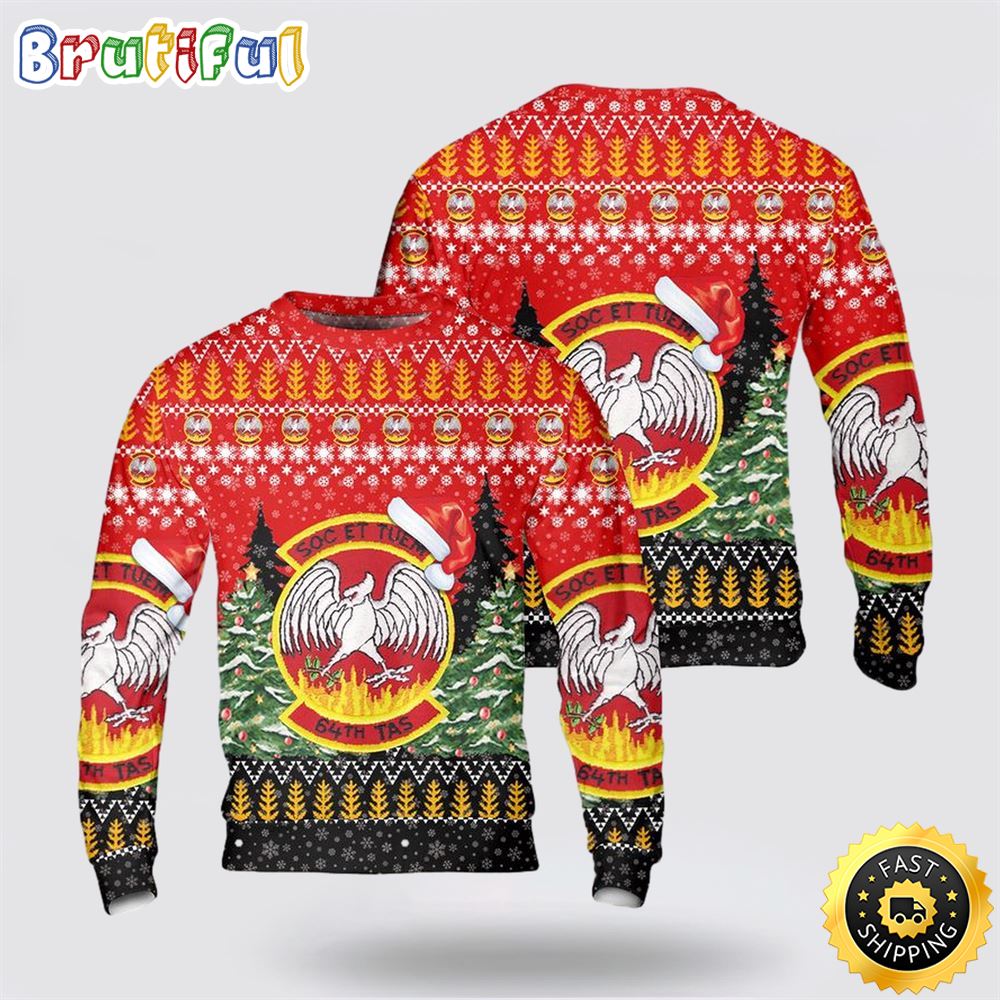 US Air Force Reserves 64th Tactical Airlift Squadron Christmas Sweater 3D 1 ncoel6