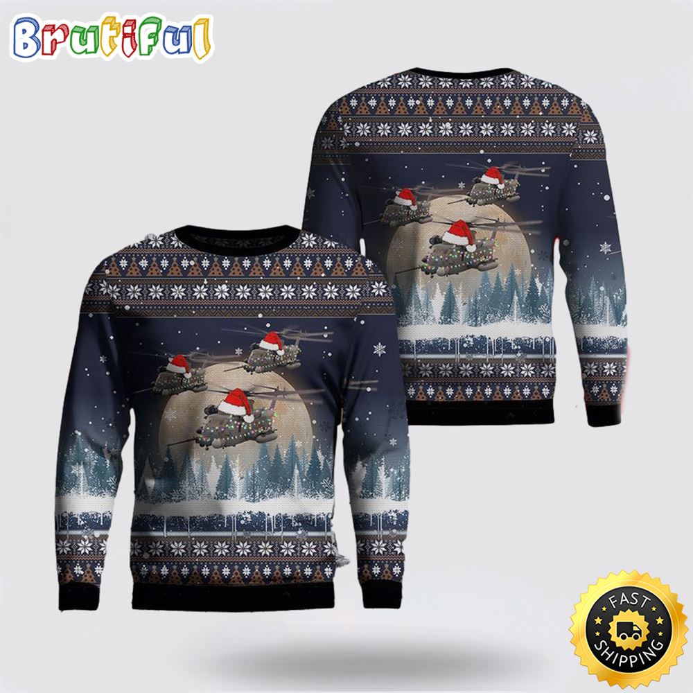 US Air Force Sikorsky MH 53 Christmas AOP Sweater 1 zjvwe2
