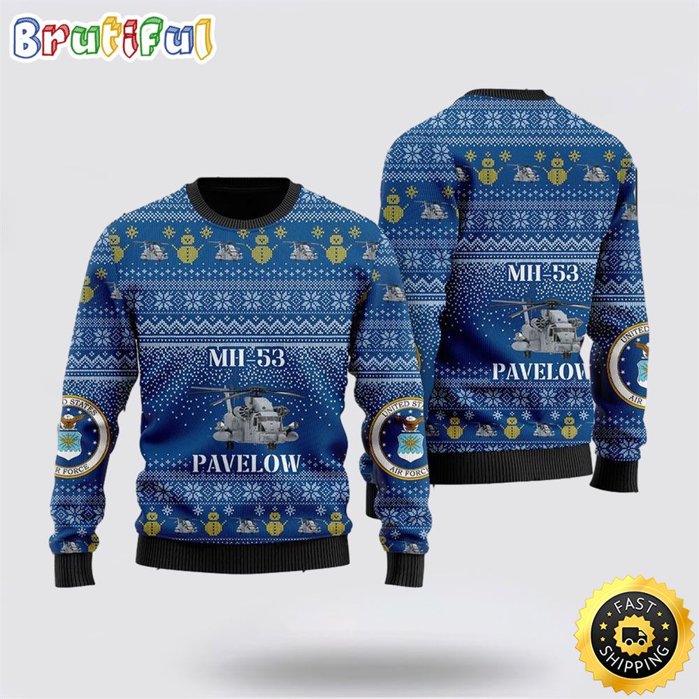 US Air Force Sikorsky MH 53 Pave Low Christmas Sweater 3D 1 tnfku7