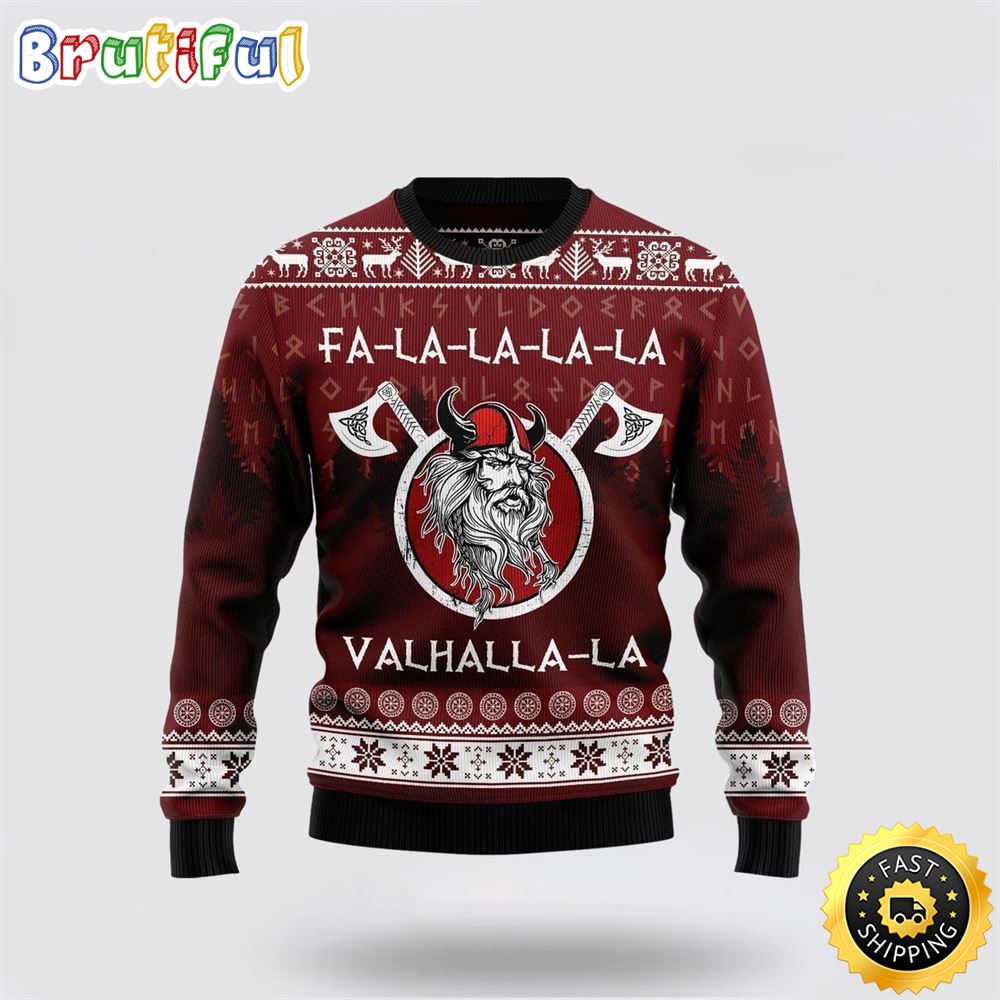 Valhalla La Viking Woolen 3D Sweater Christmas Gift For That Everyone Will Love 1 zthrhx