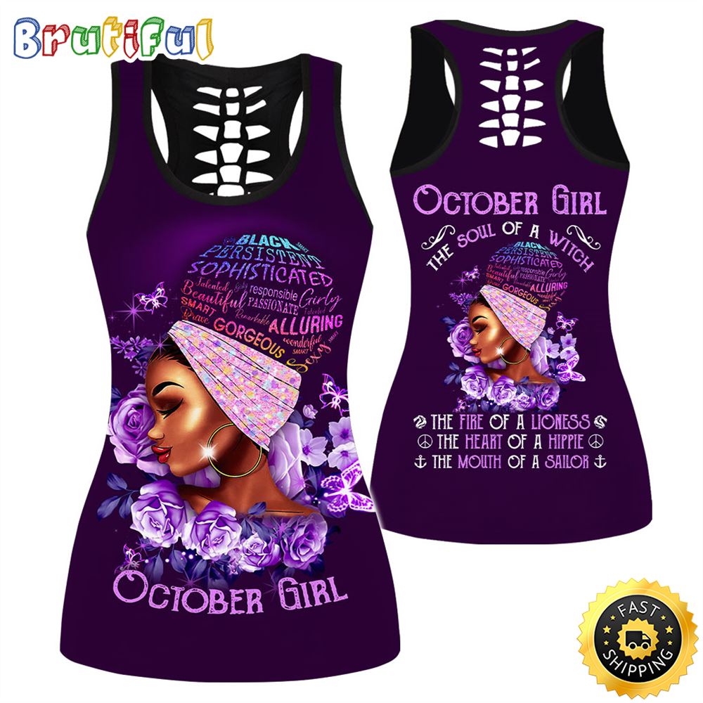 Violet October Girl All Over Print 3D Tank Top The Fire Of A Lioness Gift For Women 1 y23ok4