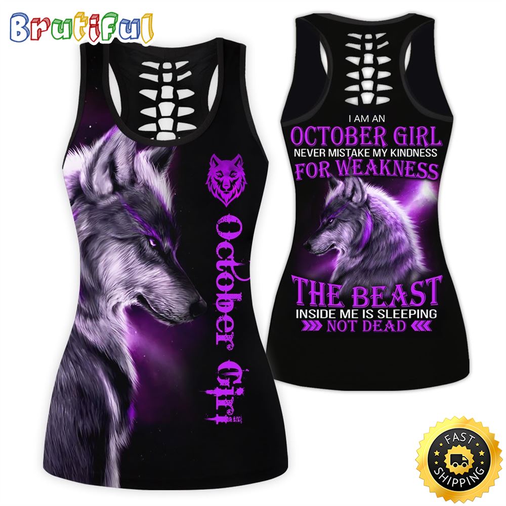 Violet October Girl All Over Print 3D Tank Top Wolf Is Sleeping Gift For Women 1 rodin8
