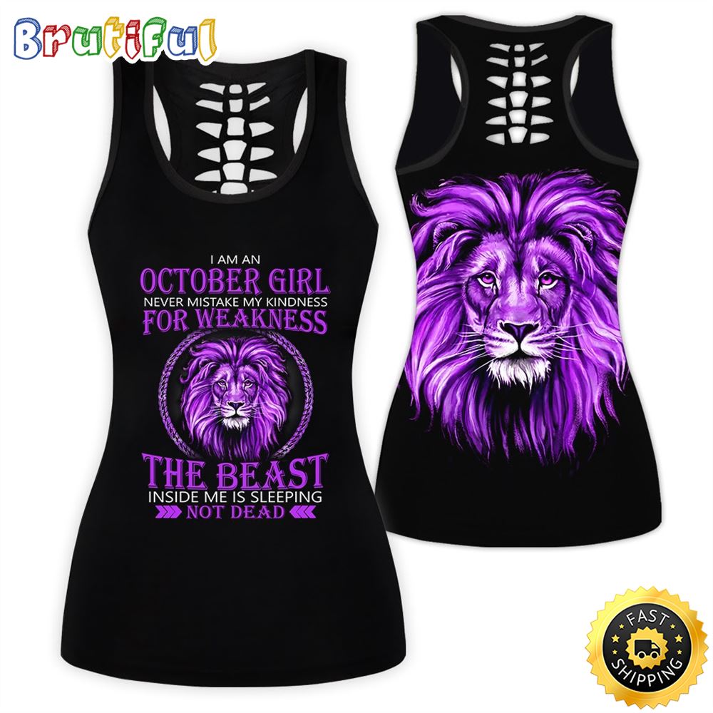 Violet October Lion Girl All Over Print 3D Tank Top The Beast Not Dead Gift For Women 1 i1v3d5