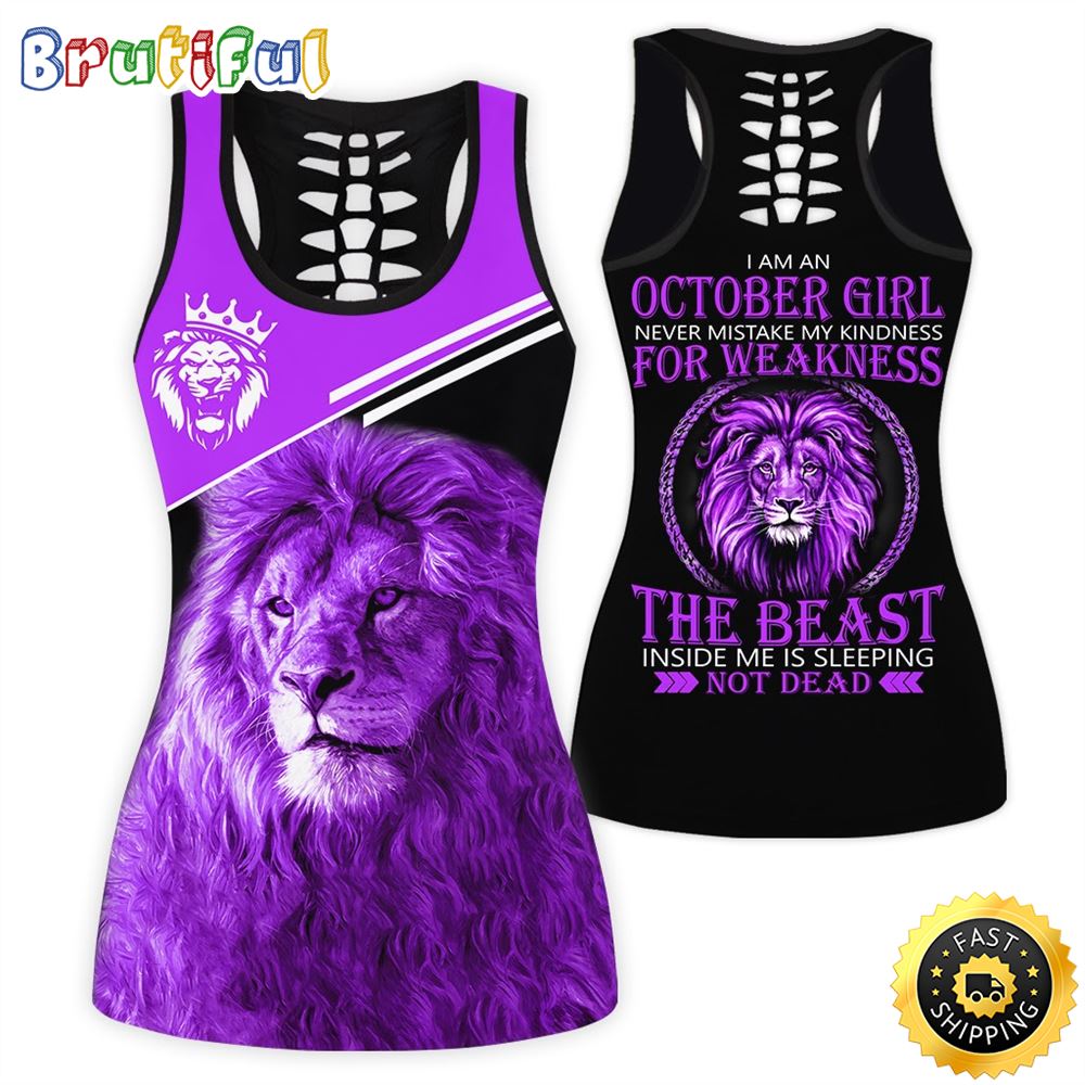 Violet October Lion Girl All Over Print 3D Tank Top The Sleeping Giant Gift For Women 1 ao8fju