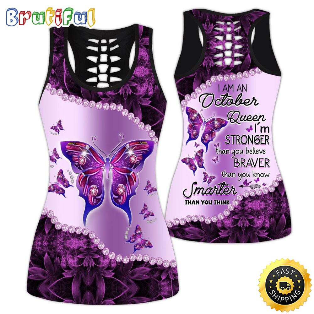 Violet October Queen All Over Print 3D Tank Top Butterflow Smarter Gift For Women 1 h1oeou