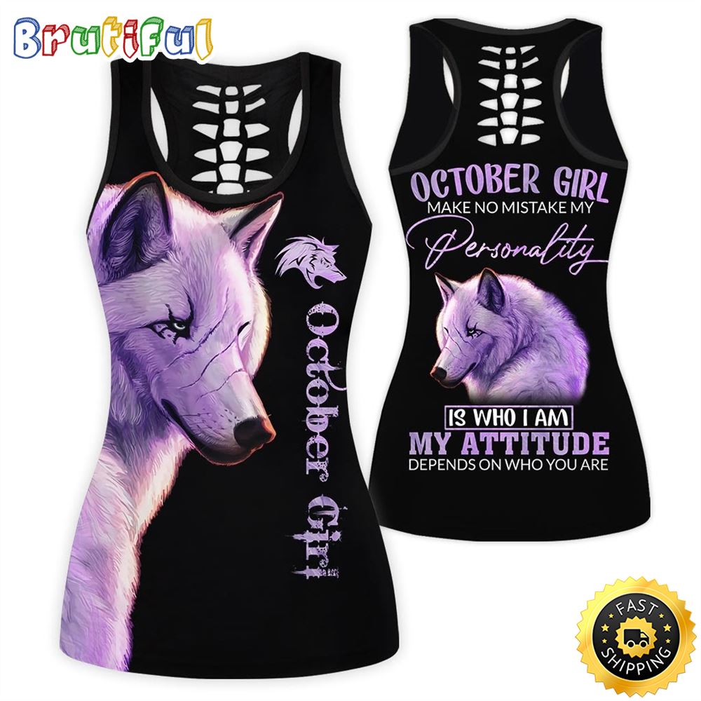 Violet October Wolf Girl All Over Print 3D Tank Top My Attitude Is A Mirror Gift For Women 1 crgkhj