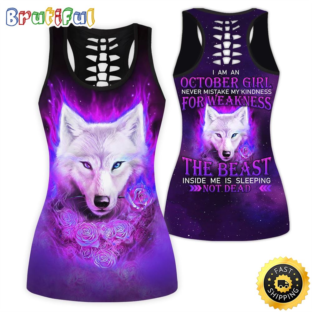 Violet October Wolf Girl All Over Print 3D Tank Top The Hidden Beast Gift For Women 1 hyp3gb