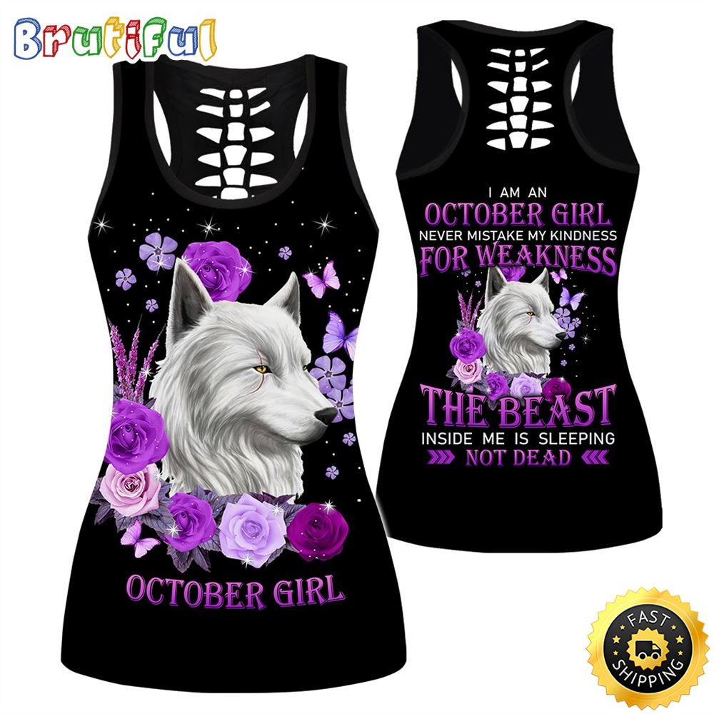 Violet October Wolf Girl All Over Print 3D Tank Top The Monster Inside Me Gift For Women 1 doc65x