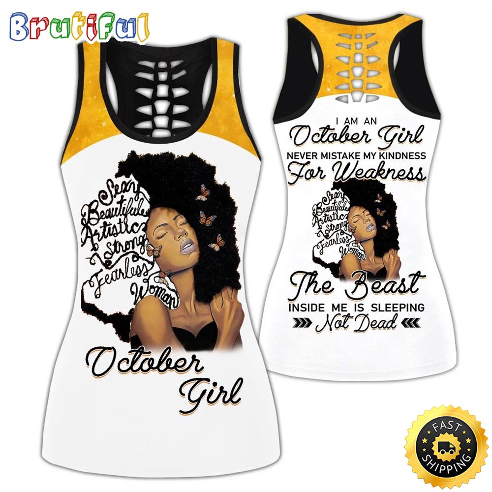 White October Girl All Over Print 3D Tank Top Beautiful And Fearless Gift For Women 1 rt3hoe