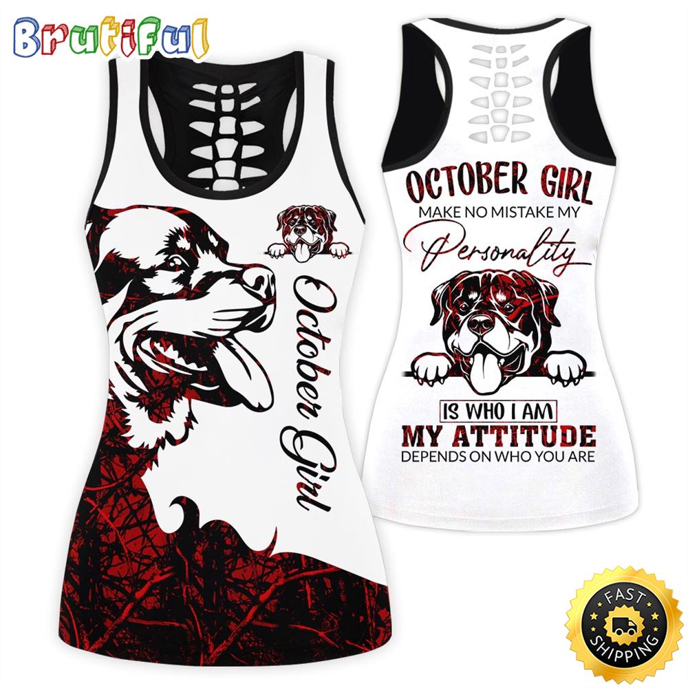 White October Girl All Over Print 3D Tank Top Rottweiler Attitude Gift For Women 1 ota5ii