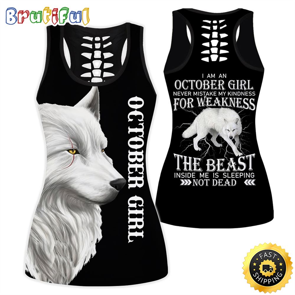 White October Girl All Over Print 3D Tank Top White Wolf Sleeping Gift For Women 1 tipyk8