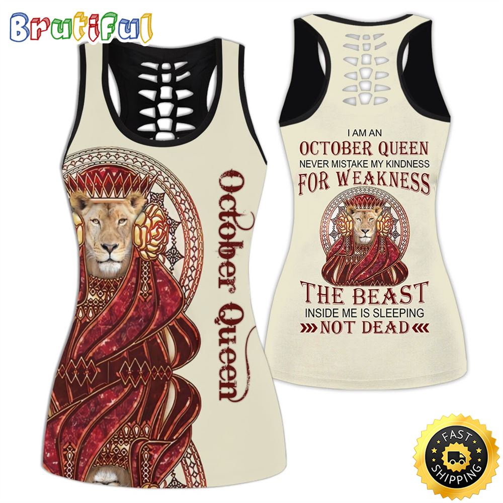 White October Lion Queen All Over Print 3D Tank Top The Beast Gift For Women 1 zmsngy