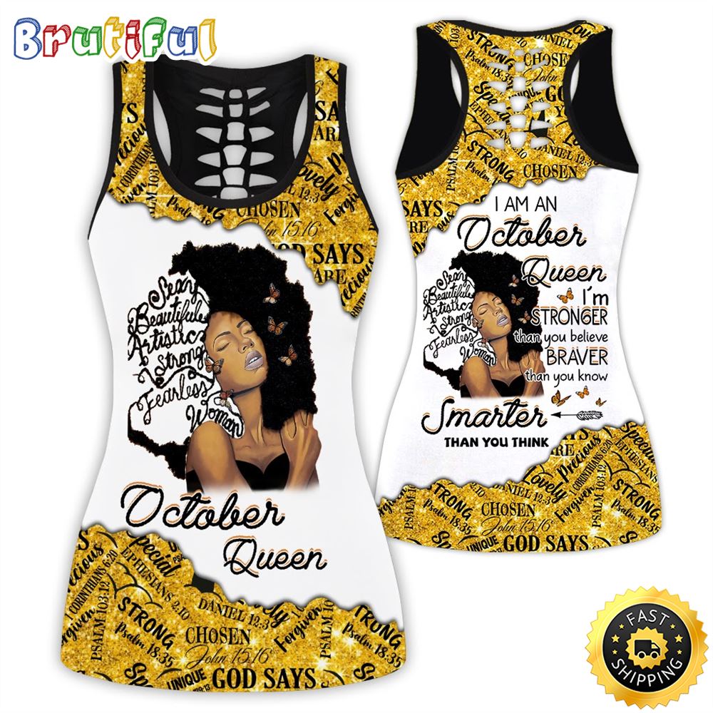 White October Queen All Over Print 3D Tank Top Stronger And Braver Than You Know Gift For Women 1 u6gcsa