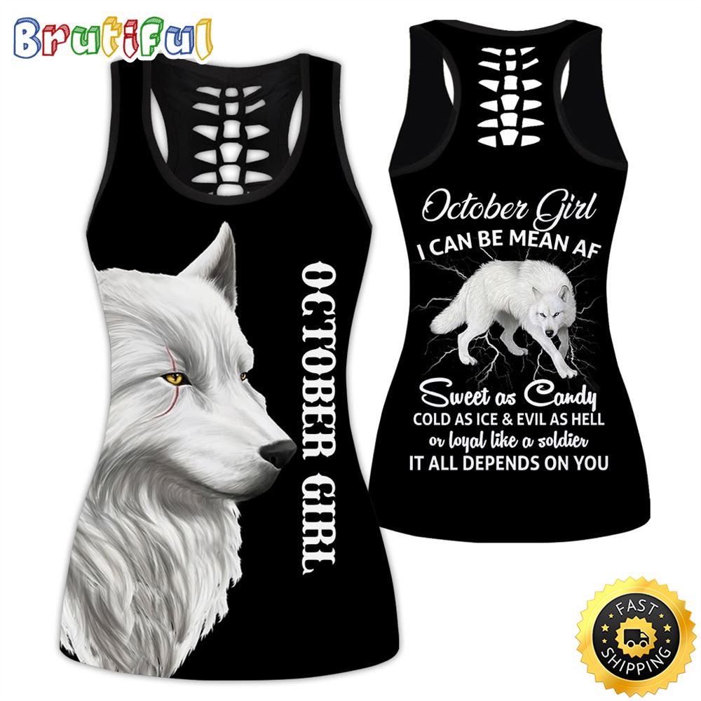 White October Wolf Girl All Over Print 3D Tank Top Sweet As Candy Gift For Women 1 o3dlqc
