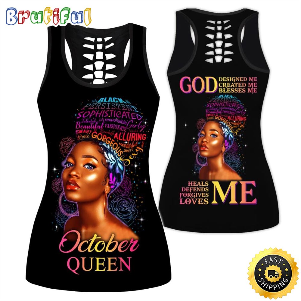 Yellow October Queen All Over Print 3D Tank Top God Blesses Me Gift For Women 1 codoic