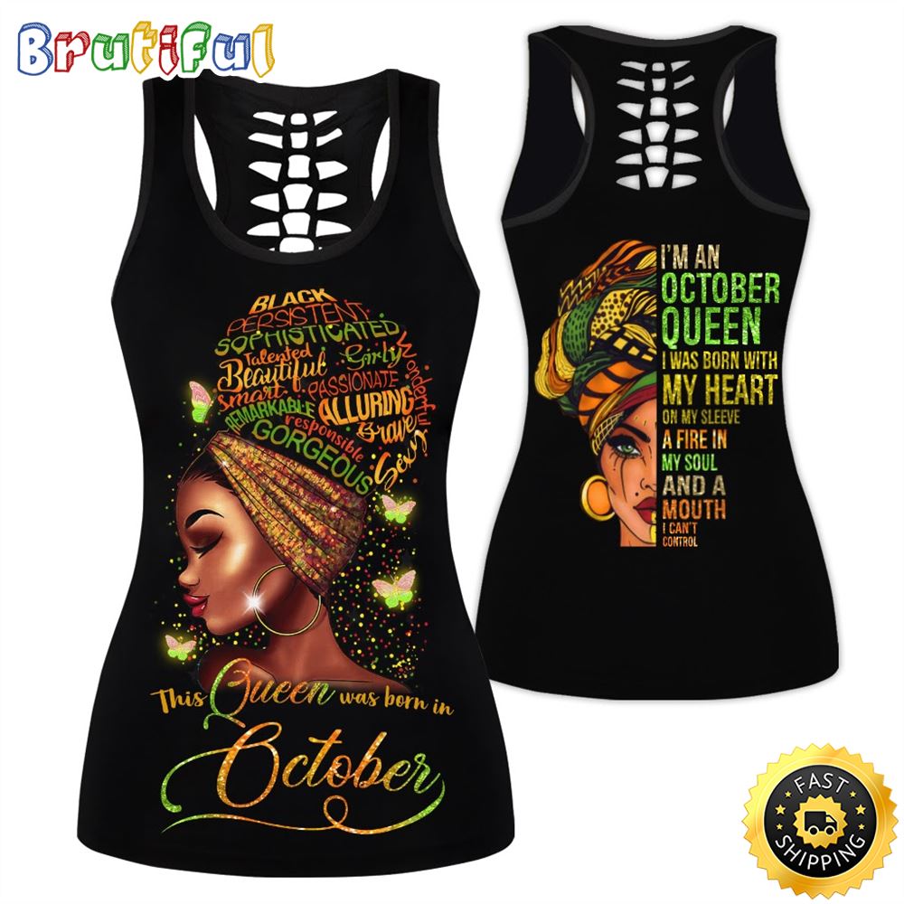 Yellow October Queen All Over Print 3D Tank Top I Was Born With My Heart Gift For Women 1 ud6ccz