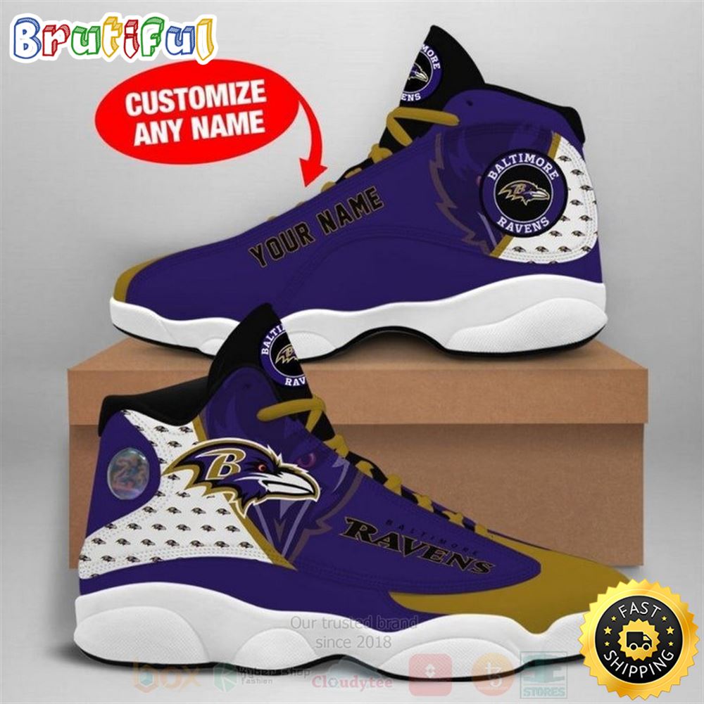 Baltimore Ravens Football Team Nfl Custom Name Air Jordan 13 Shoes rzz43e