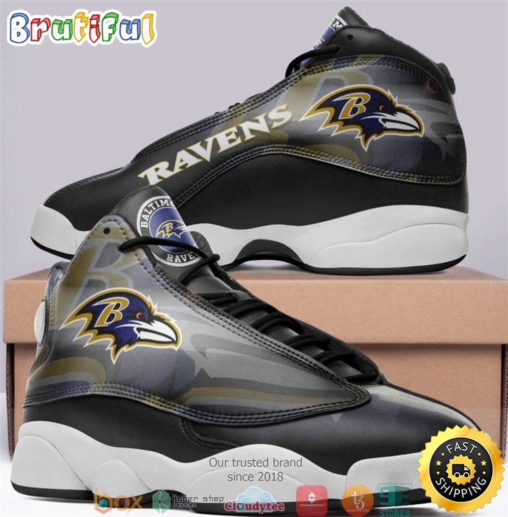 Baltimore Ravens Nfl Big Logo Football Team Air Jordan 13 Sneaker Shoes aojpi3