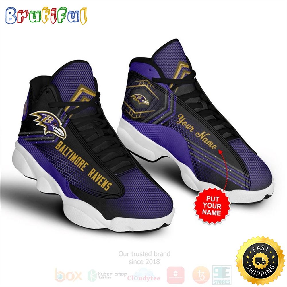 Baltimore Ravens Nfl Custom Name Air Jordan 13 Shoes kj2izj
