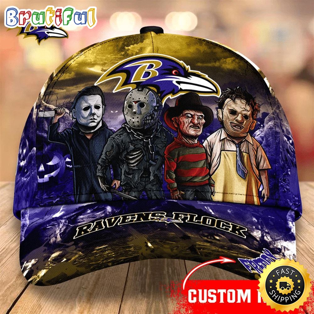 Baltimore Ravens Nfl Personalized Trending Cap Mixed Horror Movie Characters bfxshg