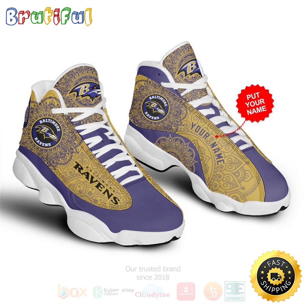 Baltimore Ravens Pattern Nfl Custom Name Air Jordan 13 Shoes aebrxq