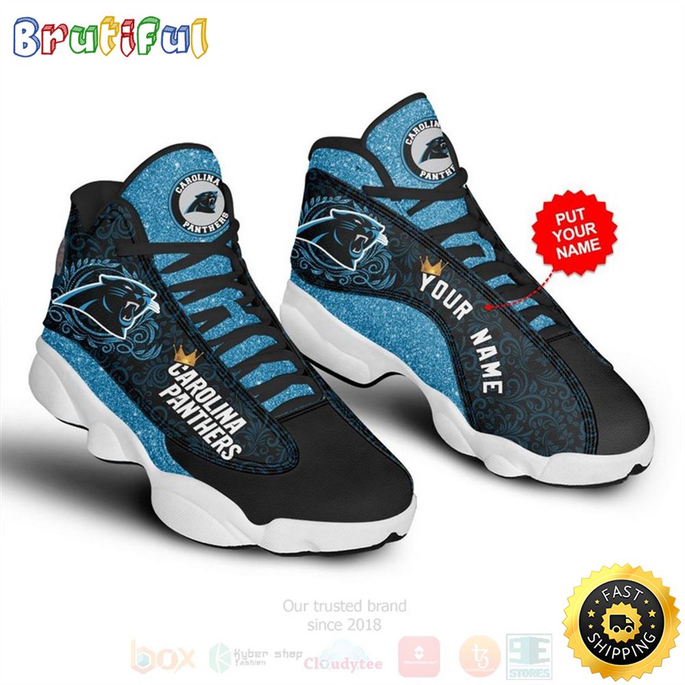 Carolina Panthers Nfl Custom Name Air Jordan 13 Shoes v6vj3g