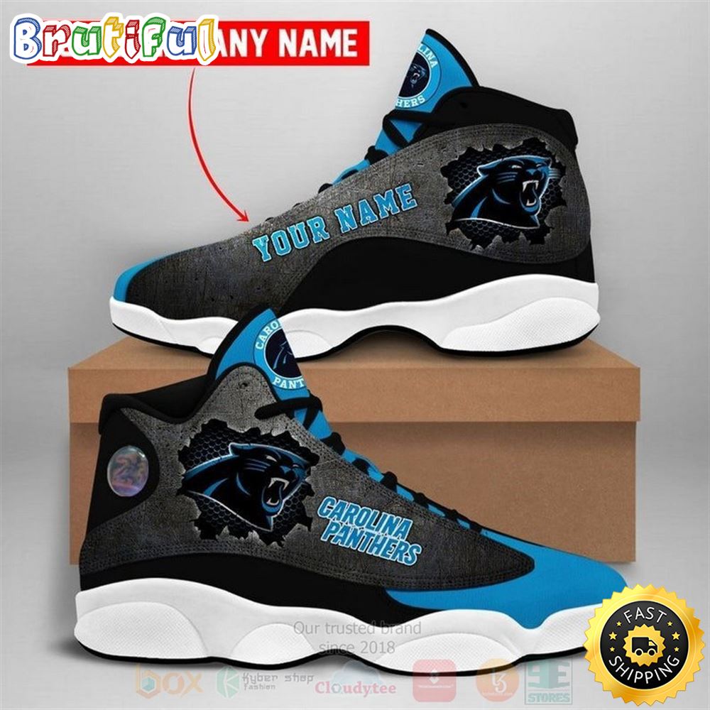 Carolina Panthers Nfl Football Team Custom Name Air Jordan 13 Shoes sby4sc