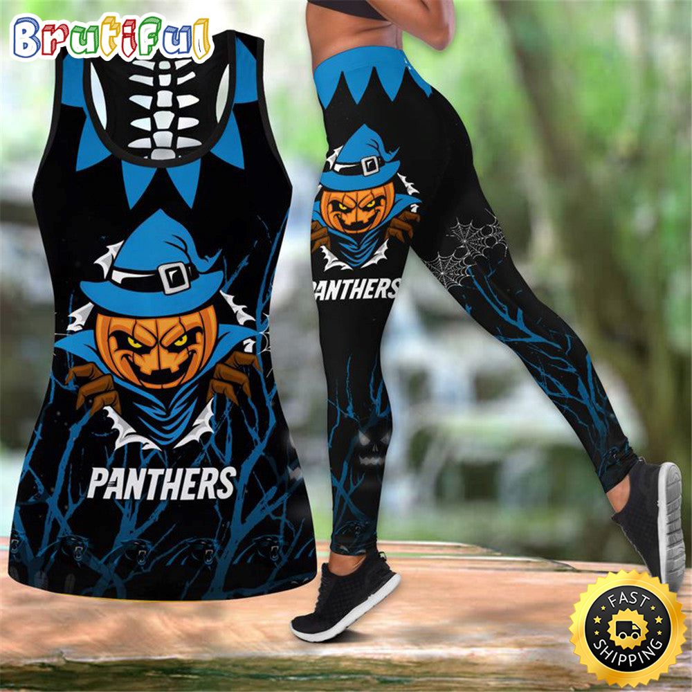 Carolina Panthers Pumpkin Halloween All Over Print 3D Tank Top Leggings Perfect Gift For Halloween 1 vmycjk
