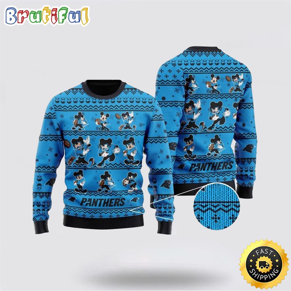 Carolina Panthers Ugly Christmas Sweater Captain Mickey Mouse Perfect Gift For Football Fans 1 o6h2mu
