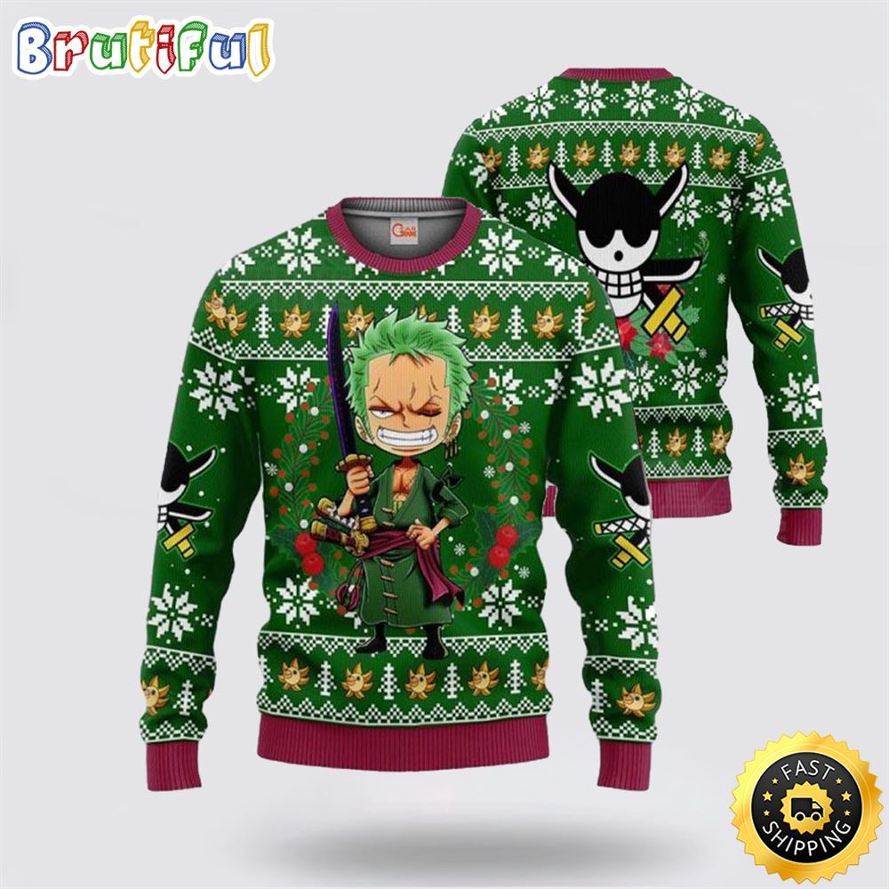Chibi Roronoa Zoro Ugly Christmas Sweater Unisex Sweater 1 h0juhj