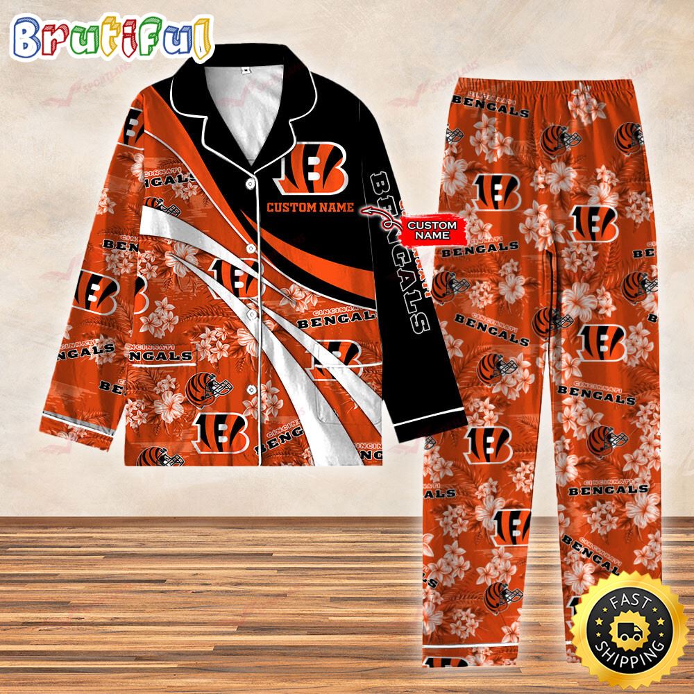 Cincinnati Bengals NFL 3D Personalized Pajamas Set For Kids Adult ik9mnp