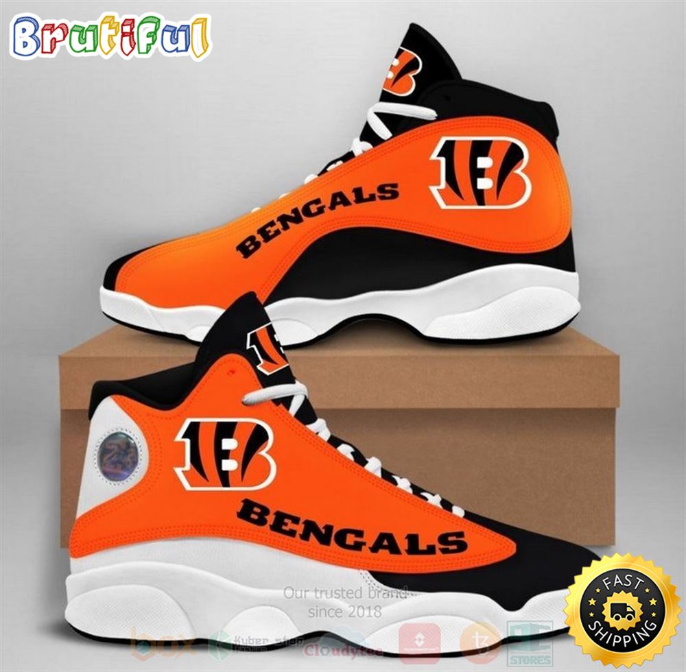 Cincinnati Bengals Nfl Big Logo Football Team Air Jordan 13 Shoes ptdk3w