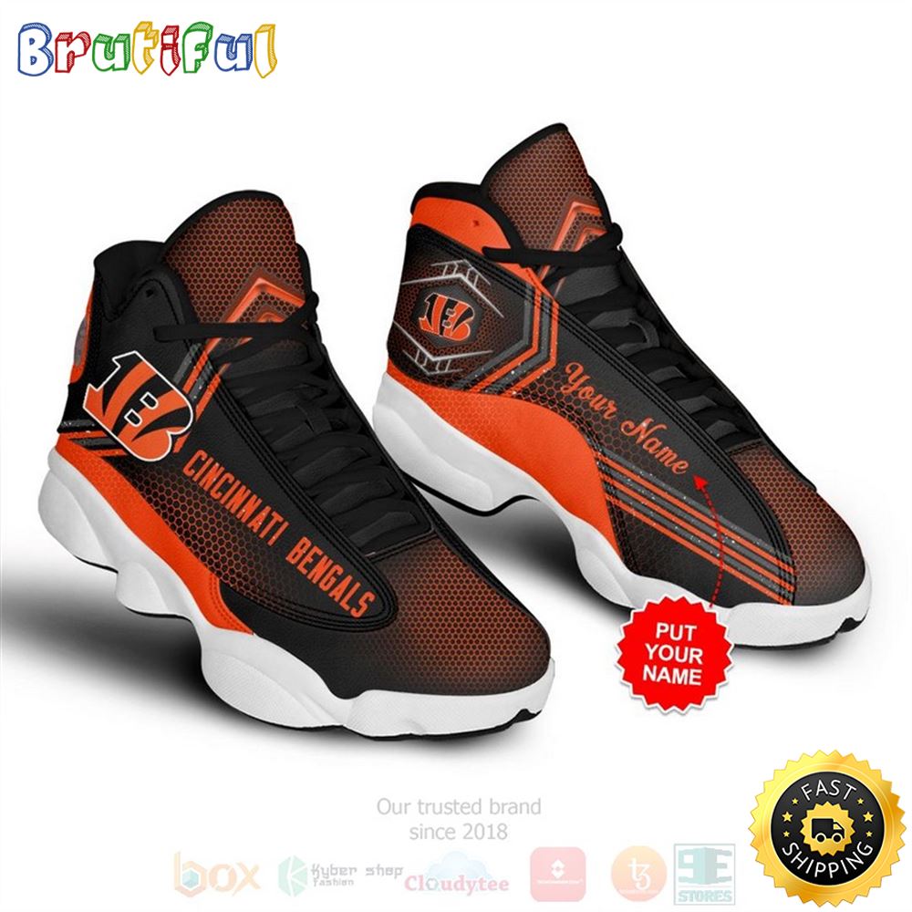 Cincinnati Bengals Nfl Custom Name Air Jordan 13 Shoes 3 uvekyx