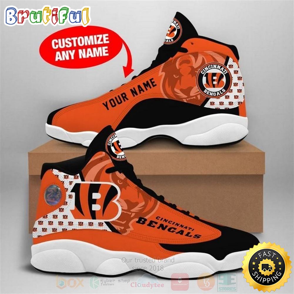 Cincinnati Bengals Nfl Football Team Custom Name Air Jordan 13 Shoes sie4u4
