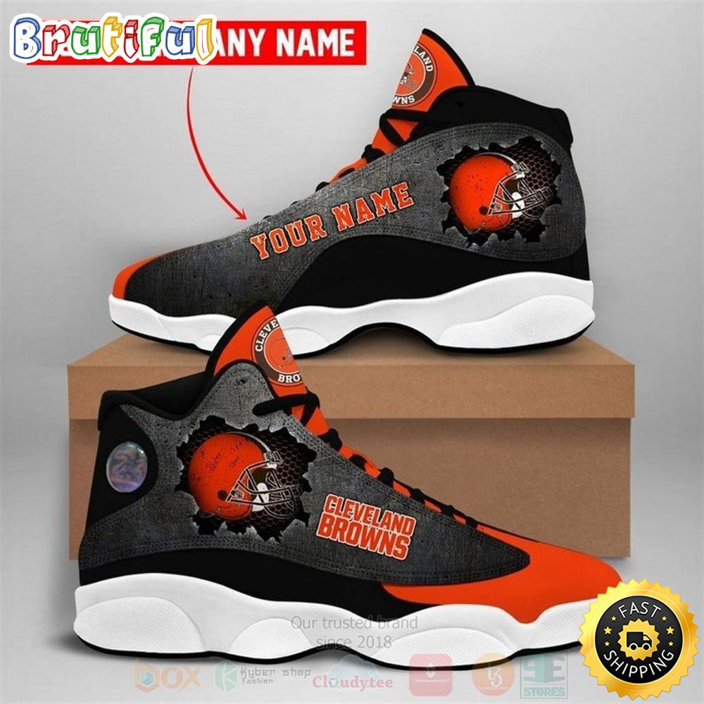 NFL Cleveland Browns Custom Name Air Jordan 13 Shoes V3