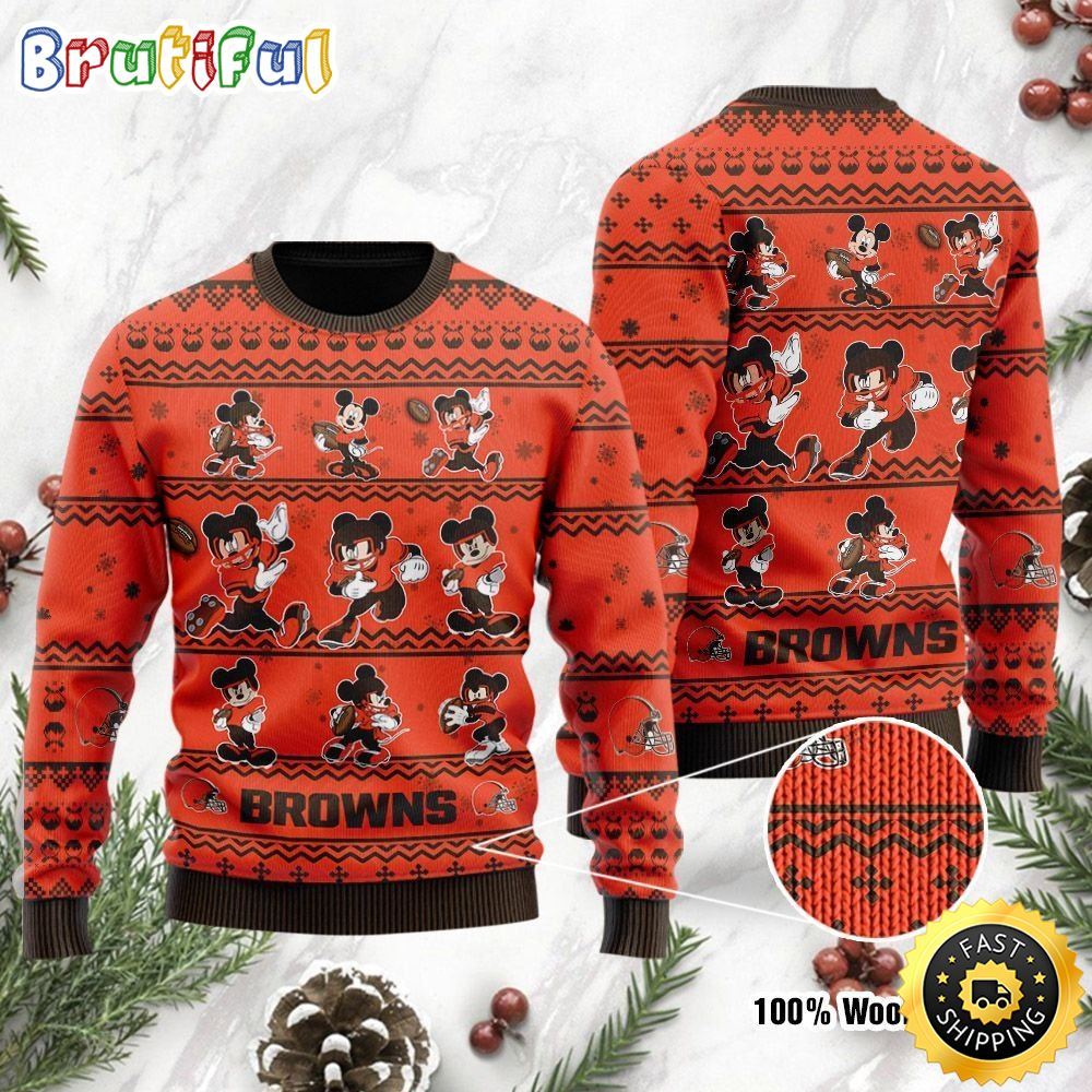 Cleveland Browns Ugly Christmas Sweater Captain Mickey Mouse Perfect Gift For Football Fans 1 cz9mub