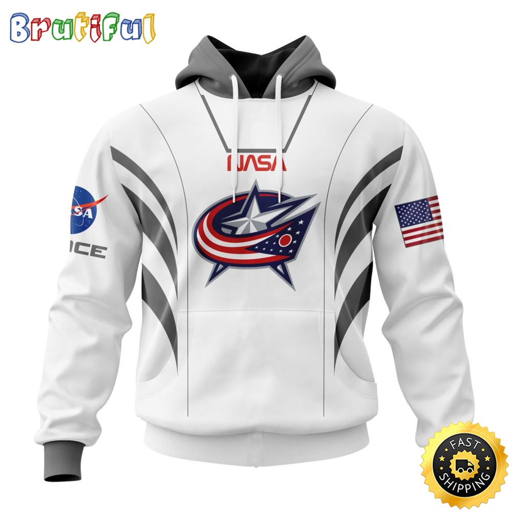 Custom Name NHL Columbus Blue Jackets Hoodie Special Space Force NASA Astronaut All Over Print 3D Unisex Hoodie 1 iaz57g