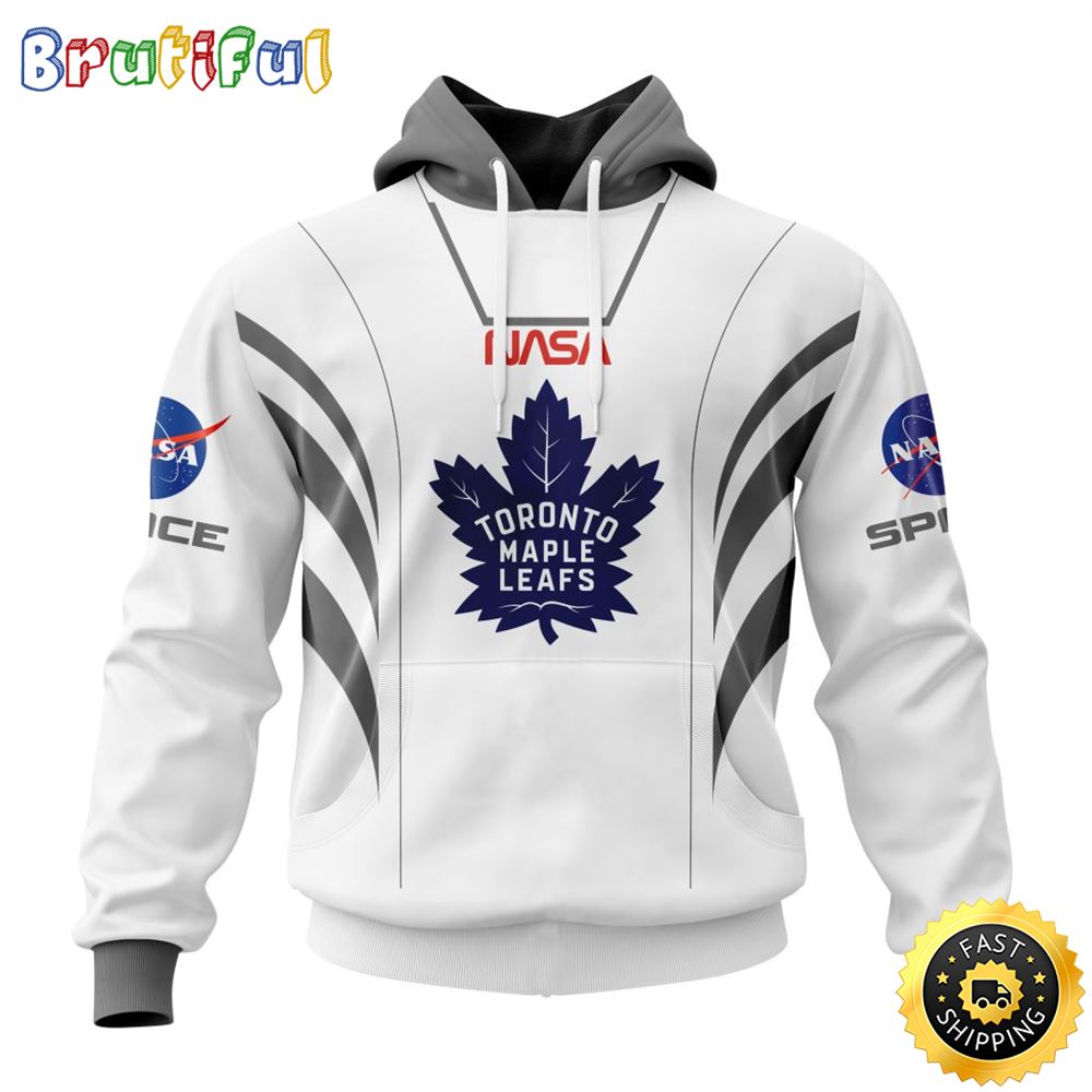 Custom Name NHL Toronto Maple Leafs Hoodie Special Space Force NASA Astronaut All Over Print 3D Unisex Hoodie 1 ona8lt