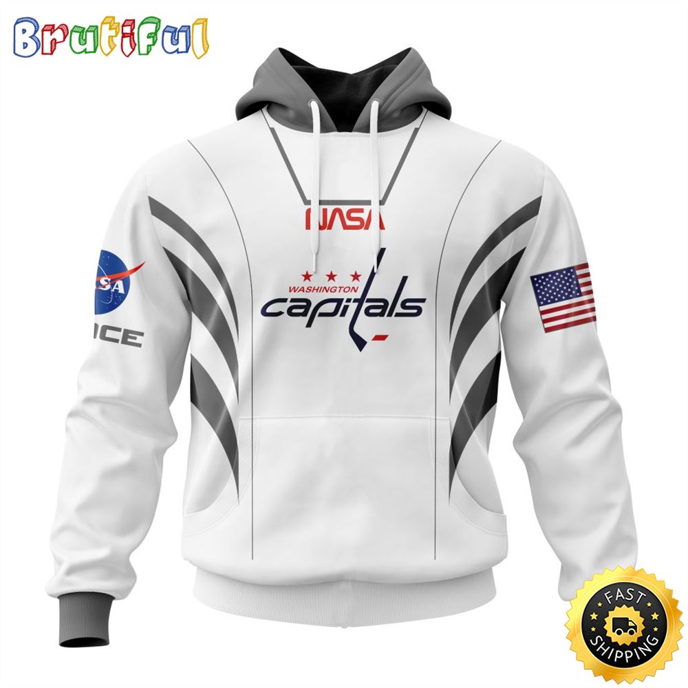 Custom Name NHL Washington Capitals Hoodie Special Space Force NASA Astronaut All Over Print 3D Unisex Hoodie 1 akqxhw