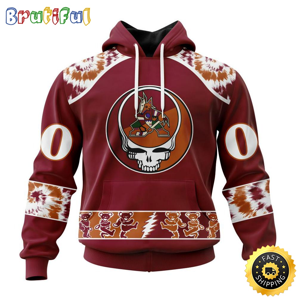 Customized NHL Arizona Coyotes Hoodie Special Grateful Dead Skull All Over Print 3D Hoodie Unisex Hoodie Tshirt 1 vuh4rl