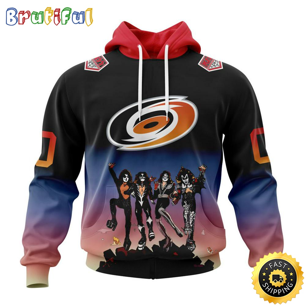Customized NHL Carolina Hurricanes Hoodie X KISS Band Design All Over Print 3D Hoodie Unisex Hoodie Tshirt 1 nugy9x