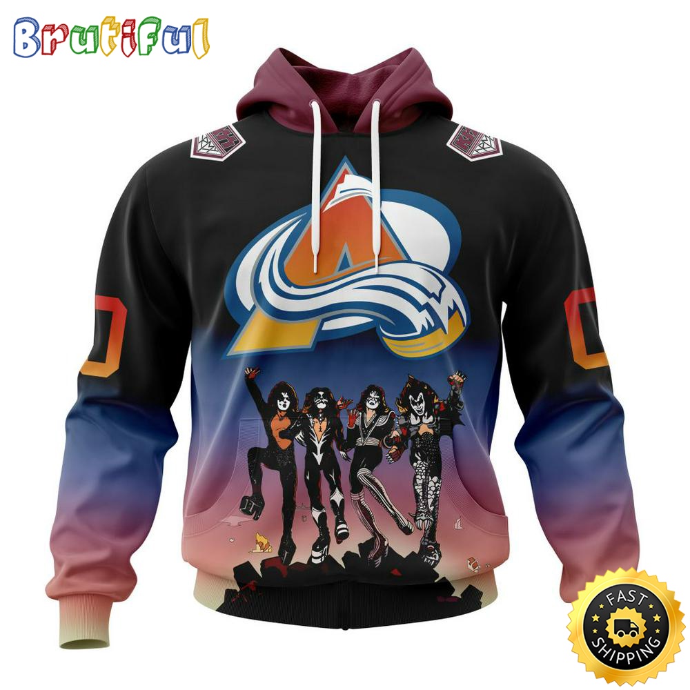 Customized NHL Colorado Avalanche Hoodie X KISS Band Design All Over Print 3D Hoodie Unisex Hoodie Tshirt 1 nbuhun