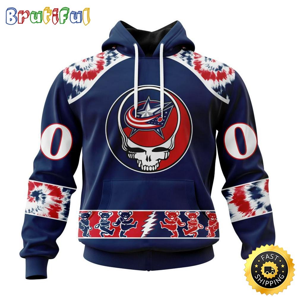 Customized NHL Columbus Blue Jackets Hoodie Special Grateful Dead Skull All Over Print 3D Hoodie Unisex Hoodie Tshirt 1 pfnpj7