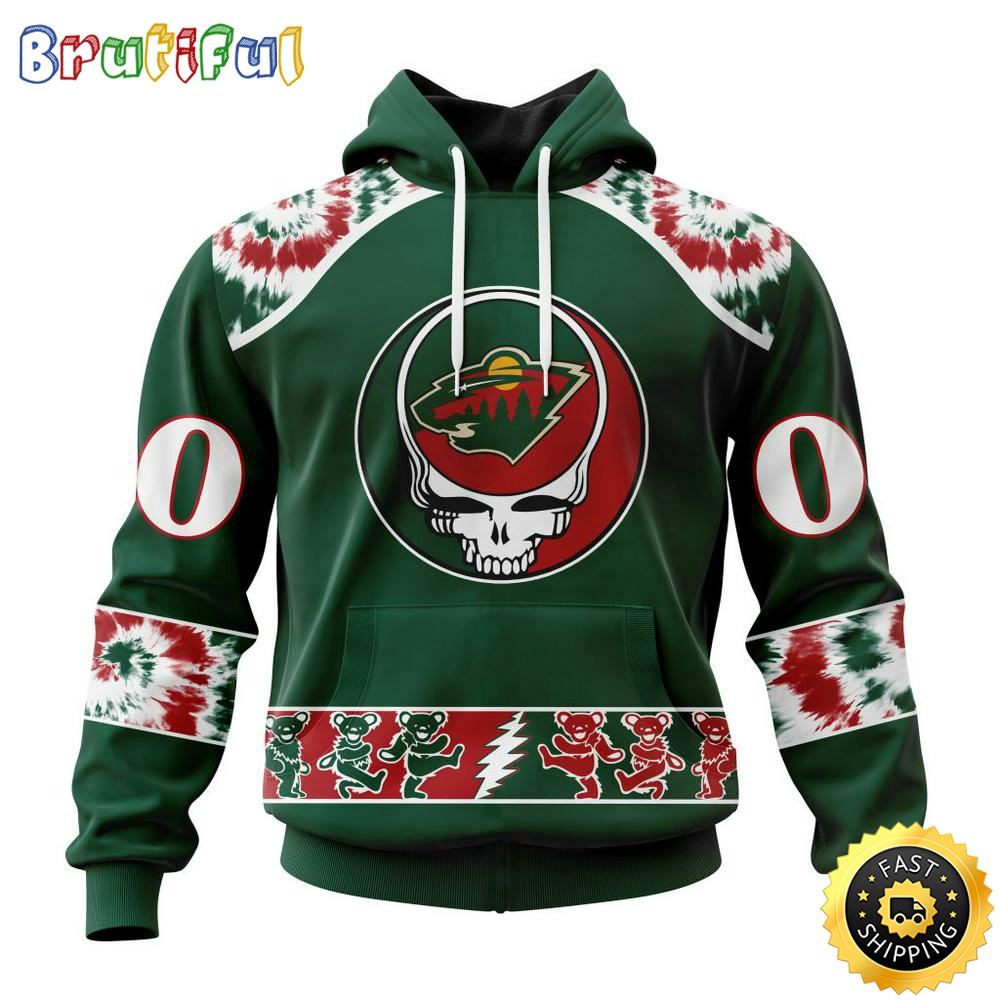 Customized NHL Minnesota Wild Hoodie Special Grateful Dead Skull All Over Print 3D Hoodie Unisex Hoodie Tshirt 1 im1gto