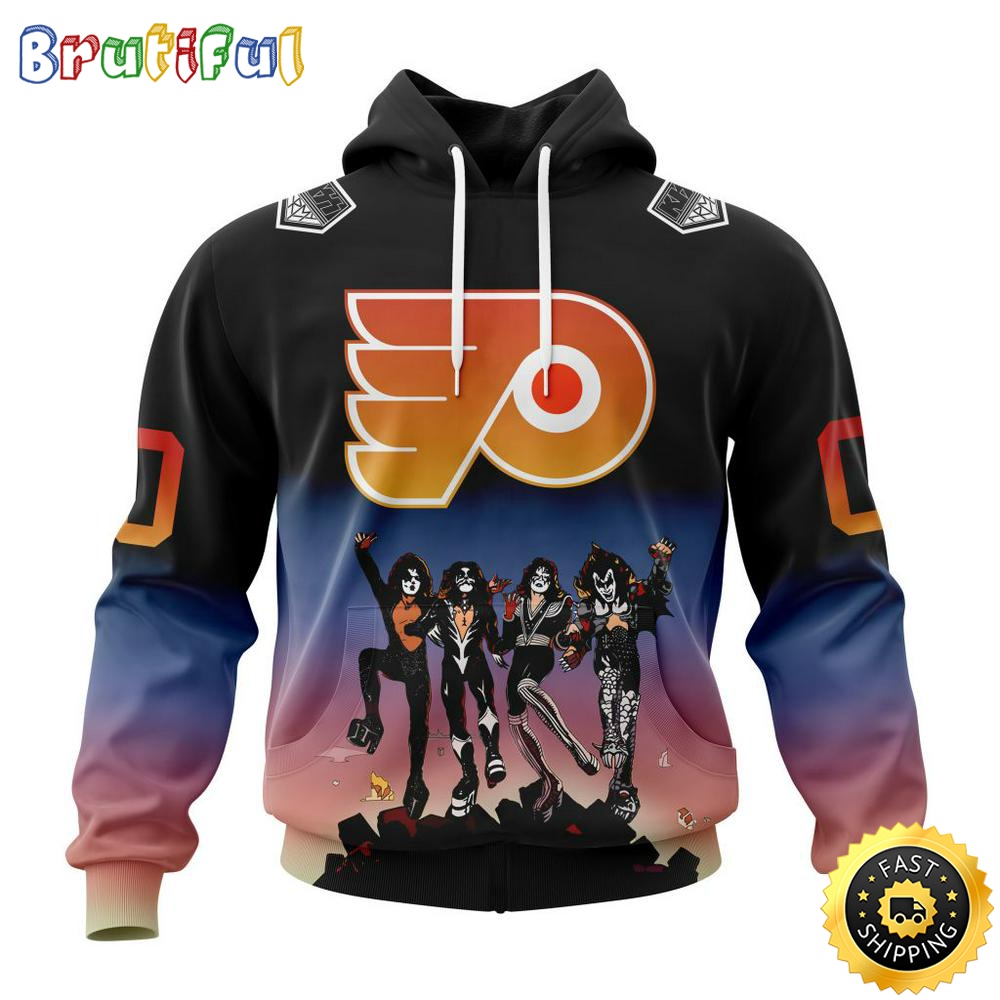 Customized NHL Philadelphia Flyers Hoodie X KISS Band Design All Over Print 3D Hoodie Unisex Hoodie Tshirt 1 tbyi1v