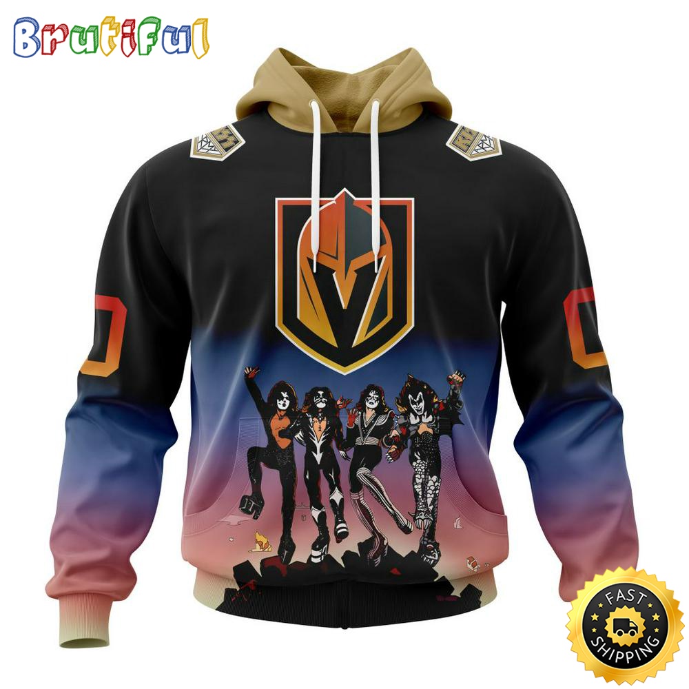 Customized NHL Vegas Golden Knights Hoodie X KISS Band Design All Over Print 3D Hoodie Unisex Hoodie Tshirt 1 od35nq
