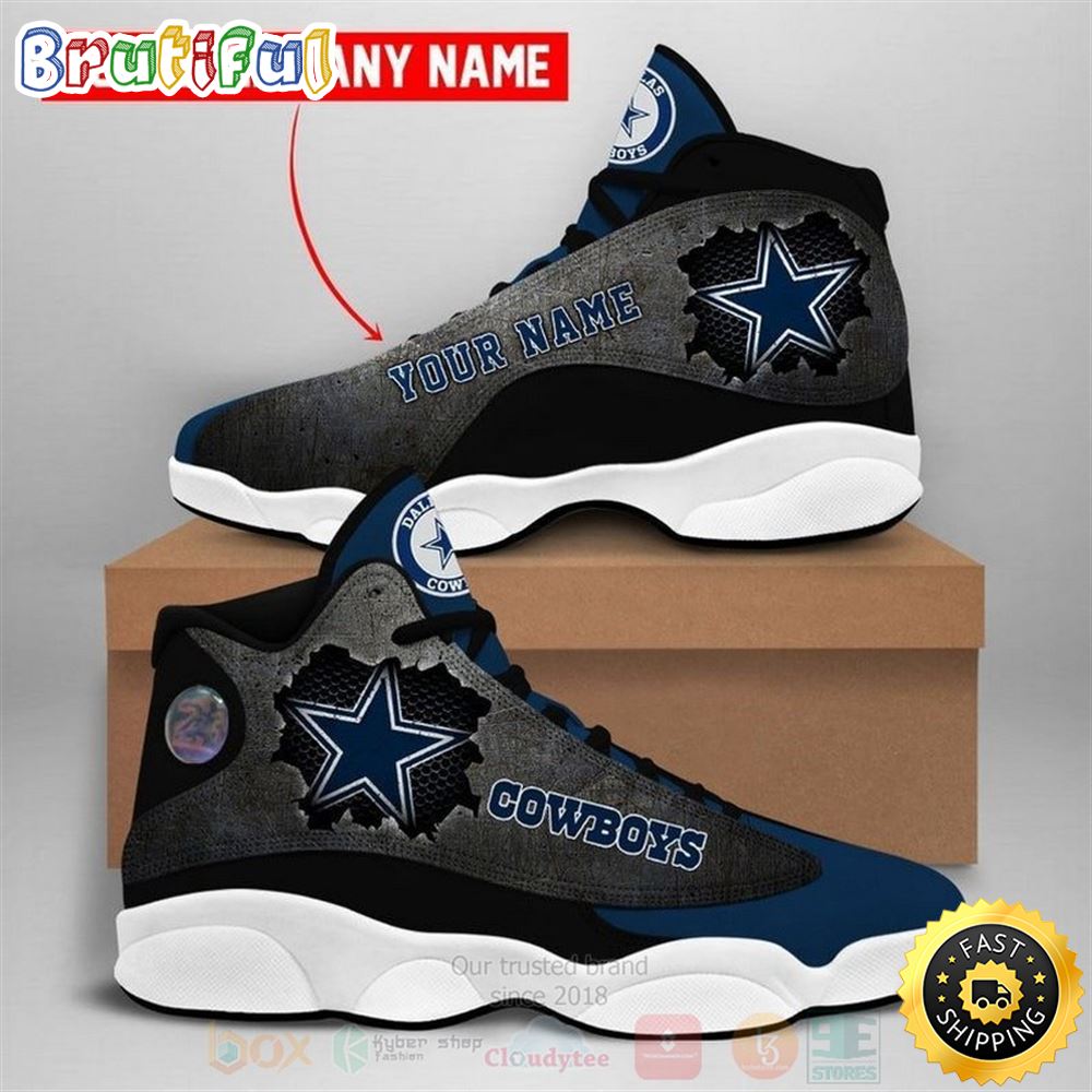 Dallas Cowboys Nfl Custom Name Air Jordan 13 Shoes 4 txfmtb