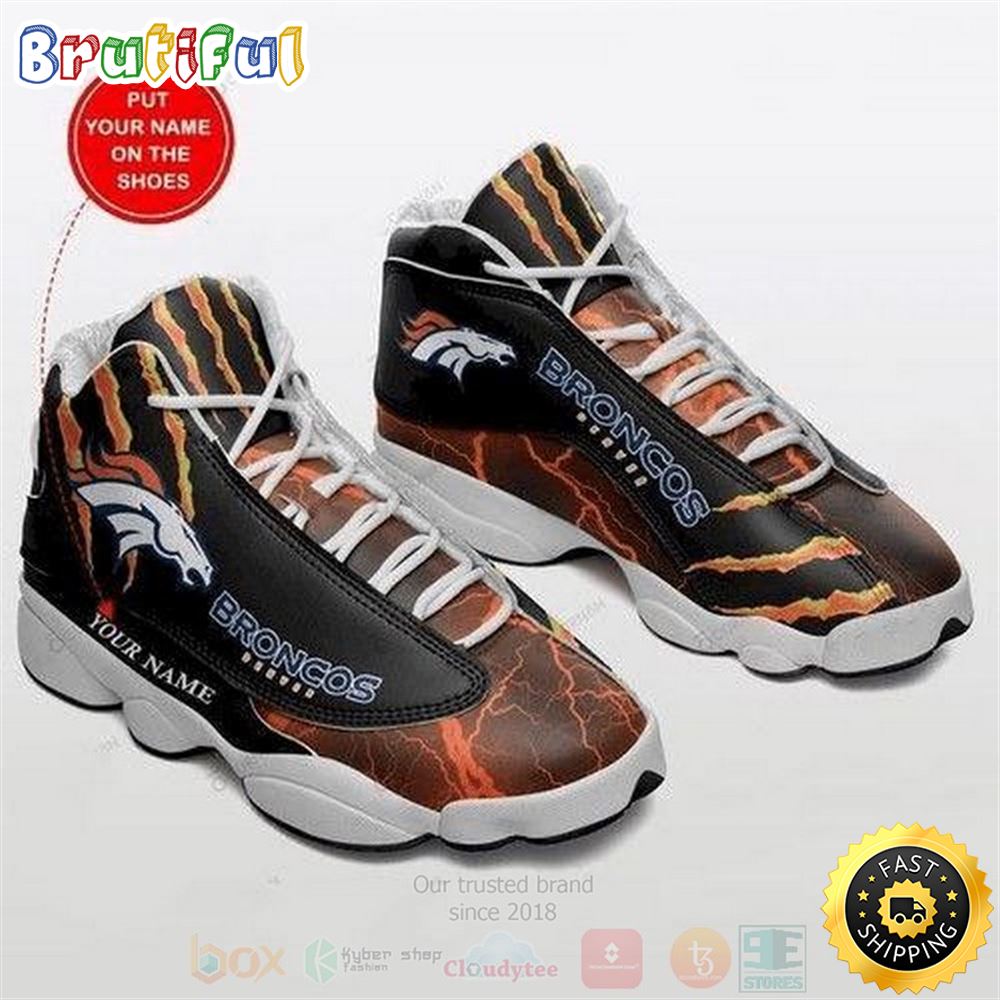 Denver Broncos Fans Custom Name Air Jordan 13 Sneaker Shoes