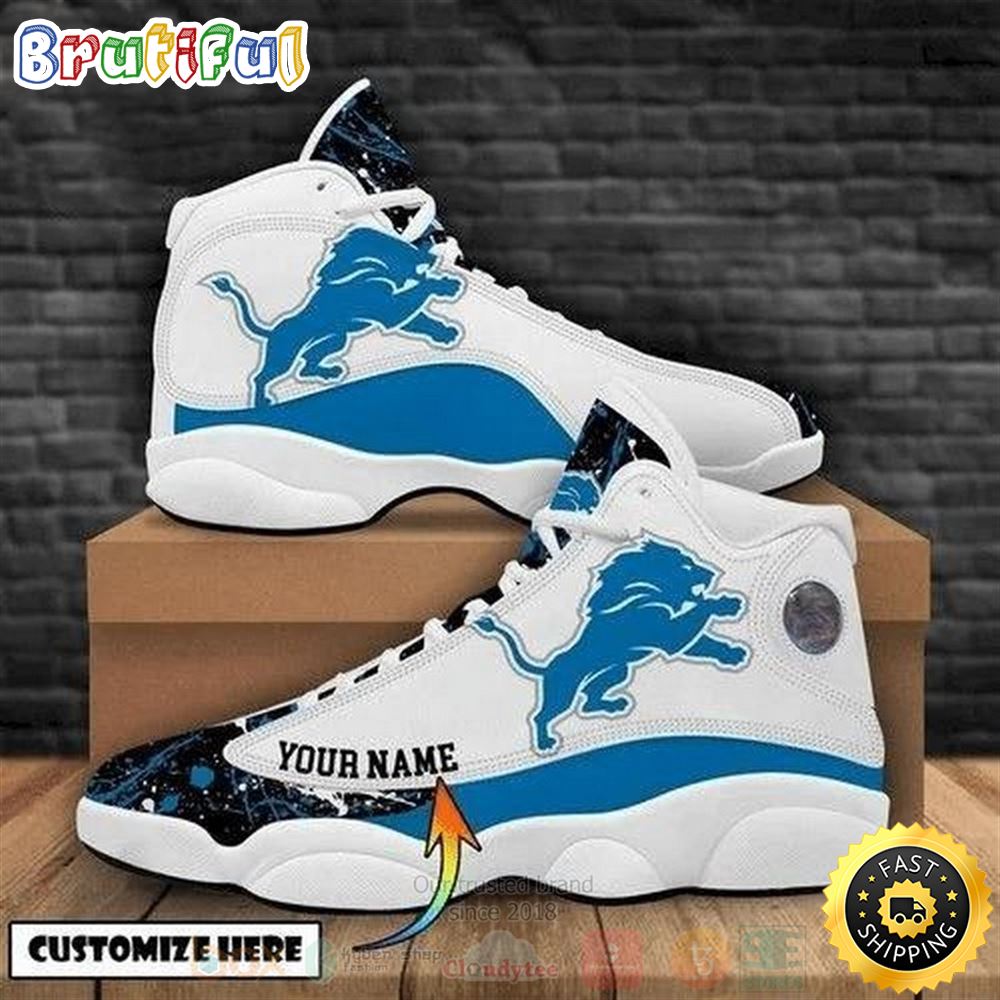 Detroit Lions Nfl Teams Custom Name Air Jordan 13 Shoes dqchaz